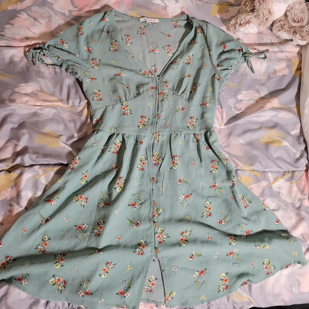 Pastel Turquoise Floral Dress
